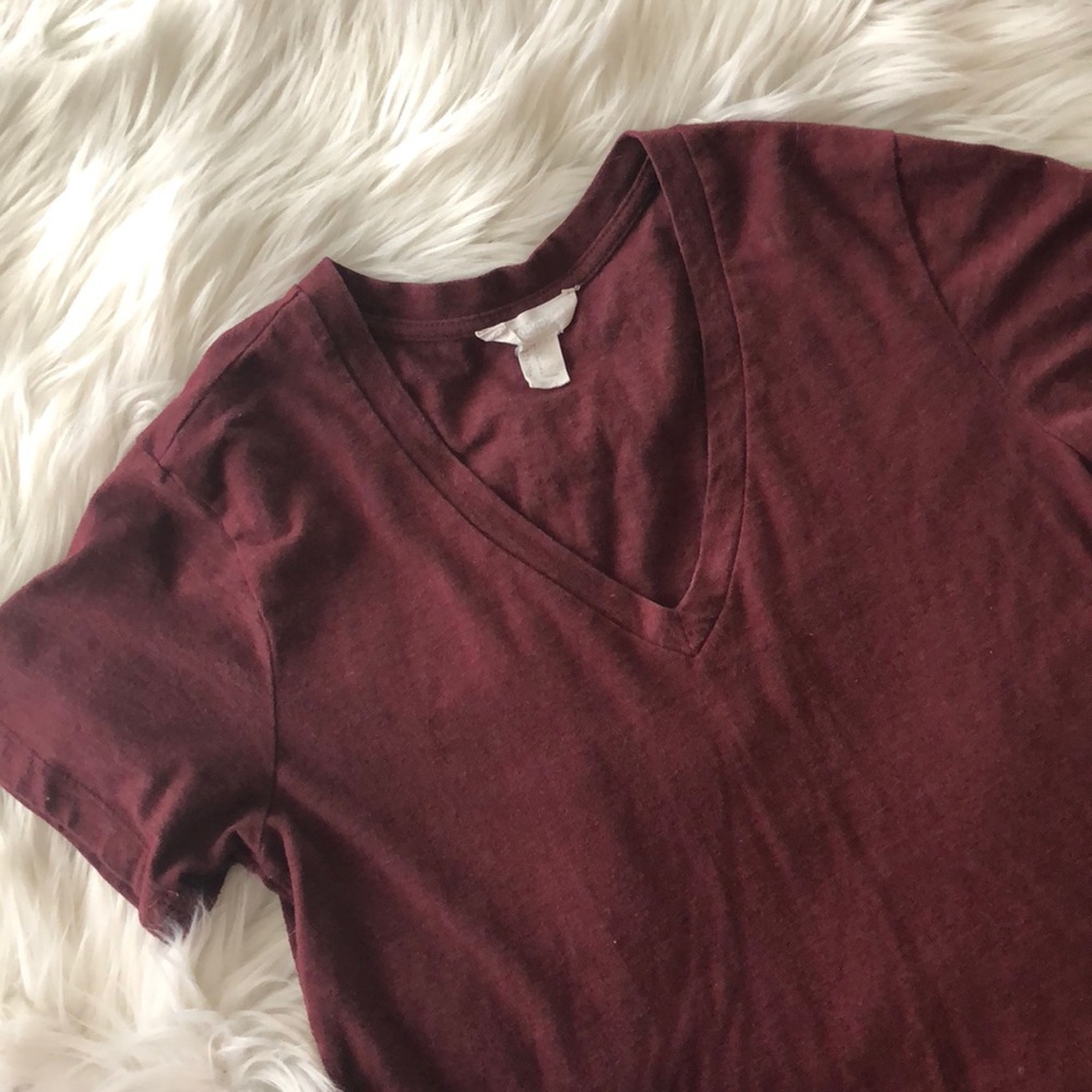 **SOLD**  Fitted Maroon V-Neck